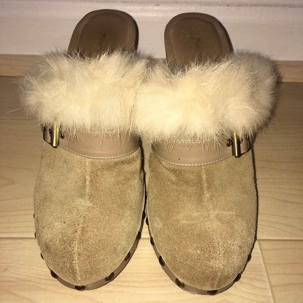 Winter suede & faux fur slides